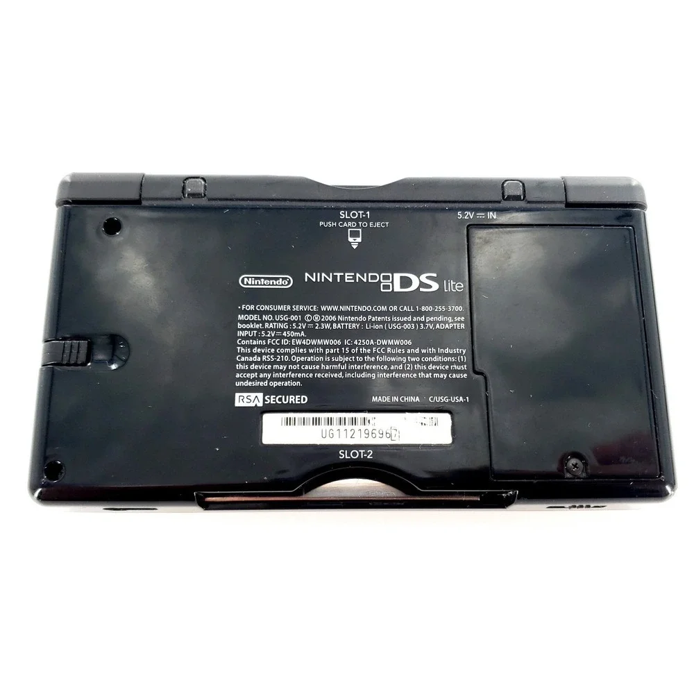 Nintendo DS Lite Handheld System Bundle Onyx Black w/ 5 Games & Charger Tested